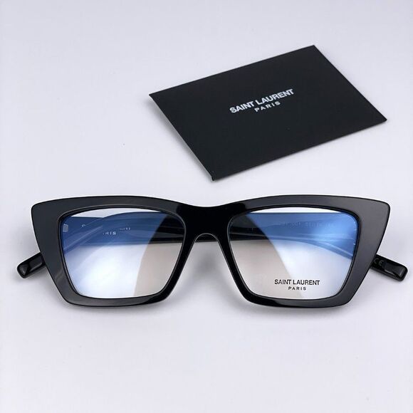 NEW Saint Laurent SL291 001 Black Cat Eye Blue Block Women Eyeglasses